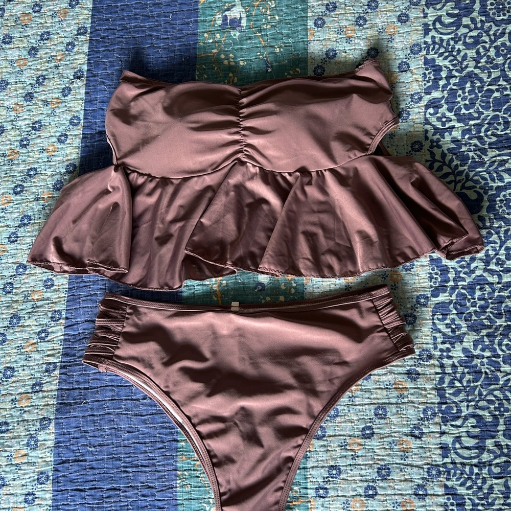 Purple Ruffled Bikini Set